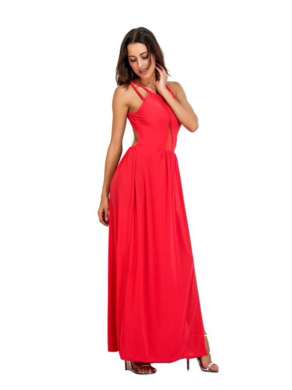 8 Colors S-2XL Sexy Backless Chiffon Maxi Dress