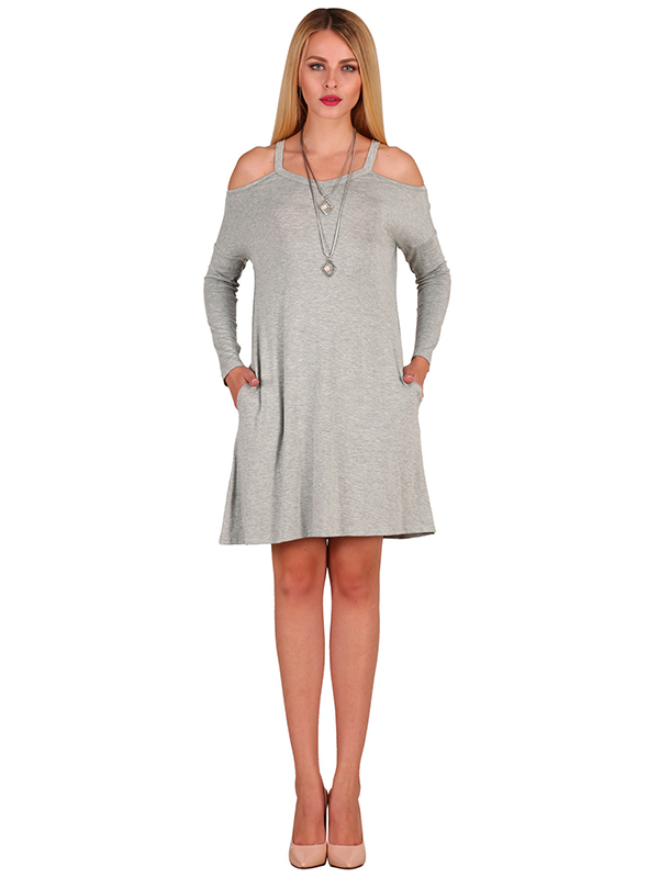 8 Colors S-XL Wide Straps A-Line Plain Casual Dress