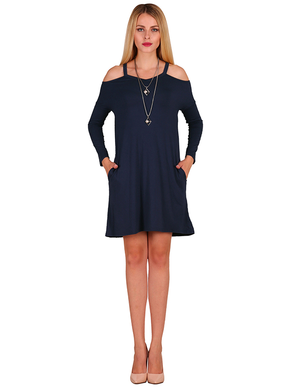 8 Colors S-XL Wide Straps A-Line Plain Casual Dress