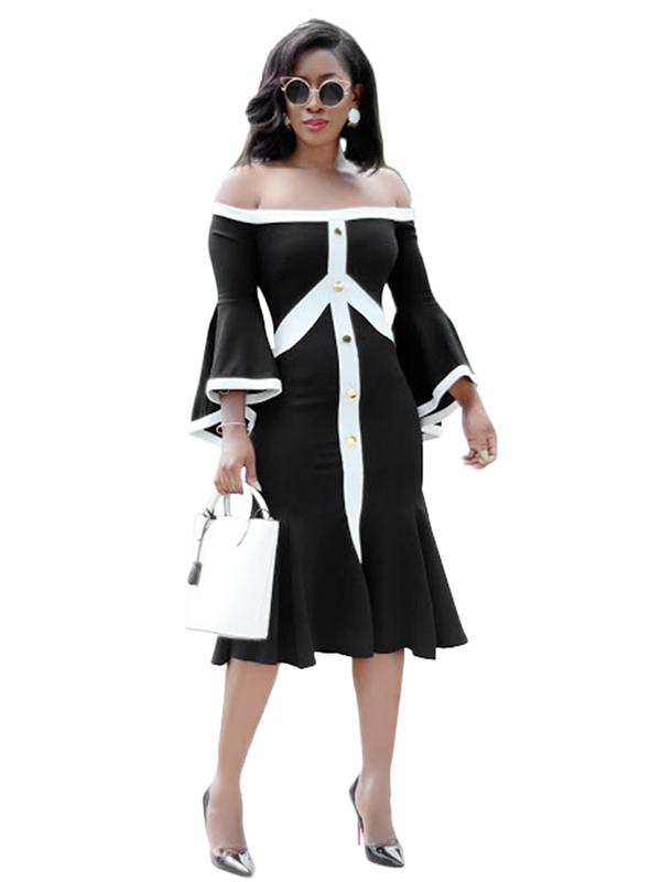 Black M-XXL Off Shoulder Maxi Dress