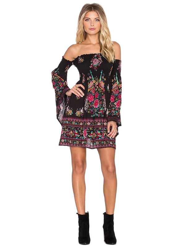 Black S-5XL Off Shoulder Casual Dress