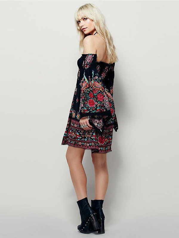 Black S-5XL Off Shoulder Casual Dress