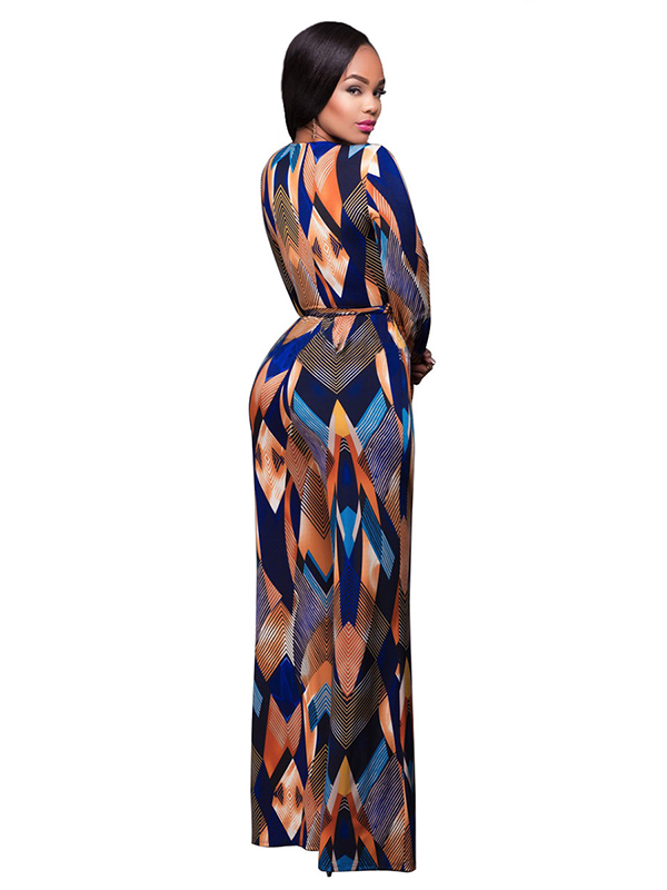Blue S-XL Sexy V Neck Long Jumpsuit