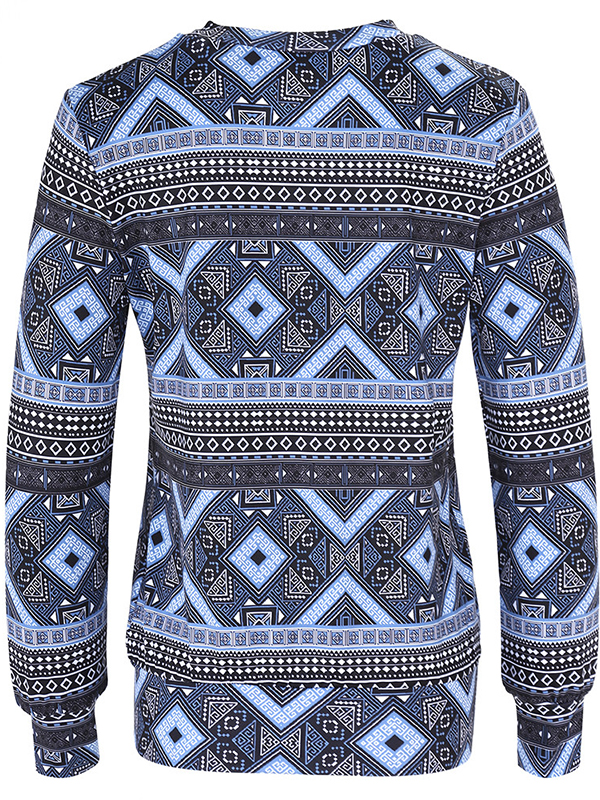 Blue XS-XL Relaxed Geometries Christmas Knit Blouses