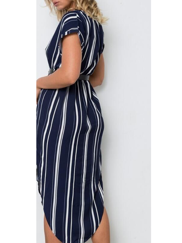 Blue and White Stripes Tall Blouse Dress