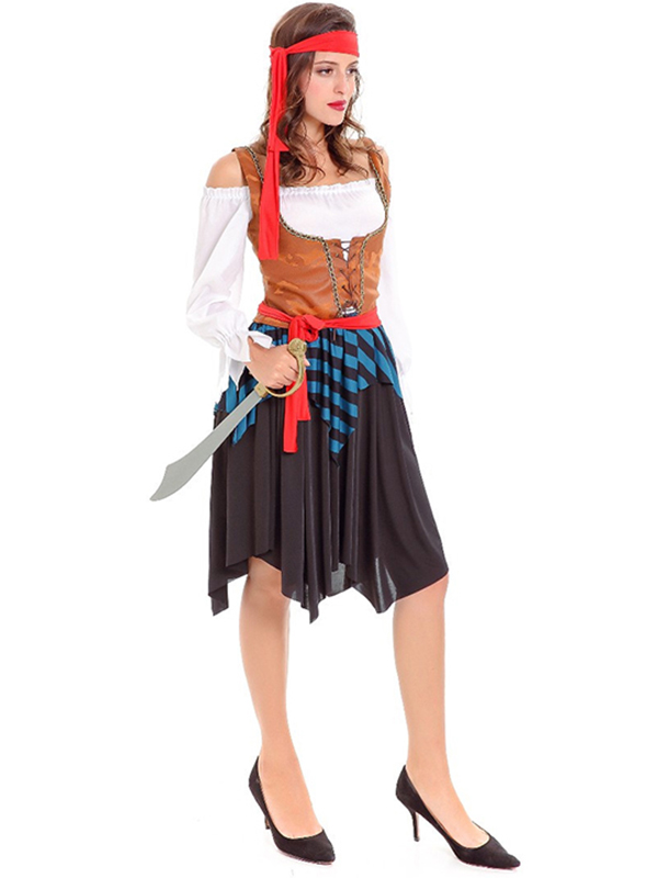 Brown One Size Off Shoulder Pirate