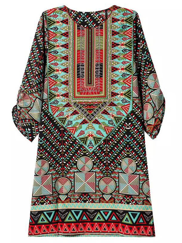 Multicolor S-5XL Ethnic Style Casual Dress