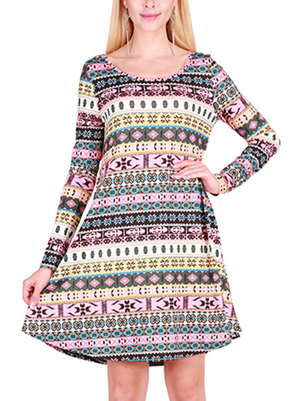 Multicolor S-XL Special Christmas Pullover Casual Dress