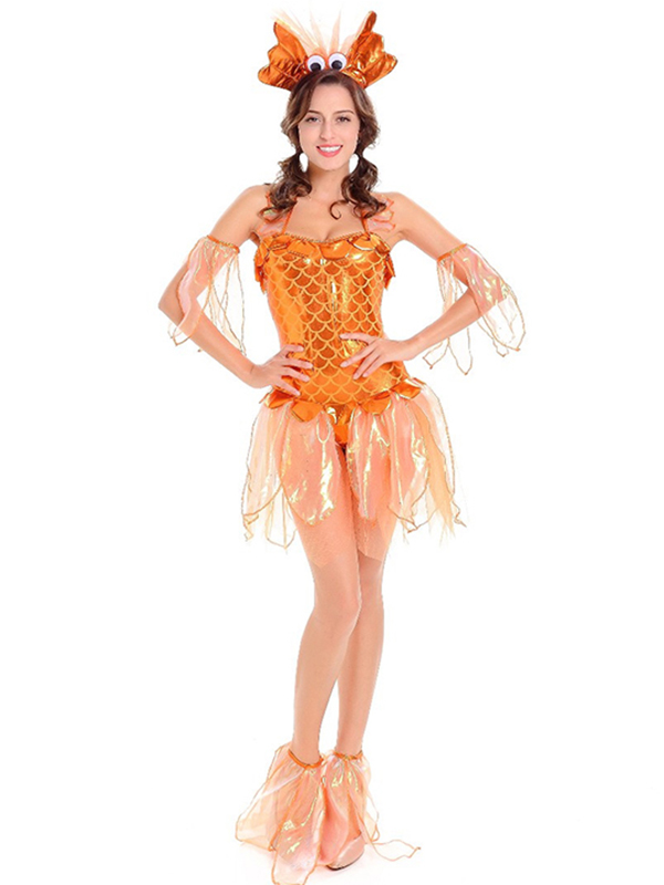 Orange One Size Sexy Gold Mermaid Fairy Tales