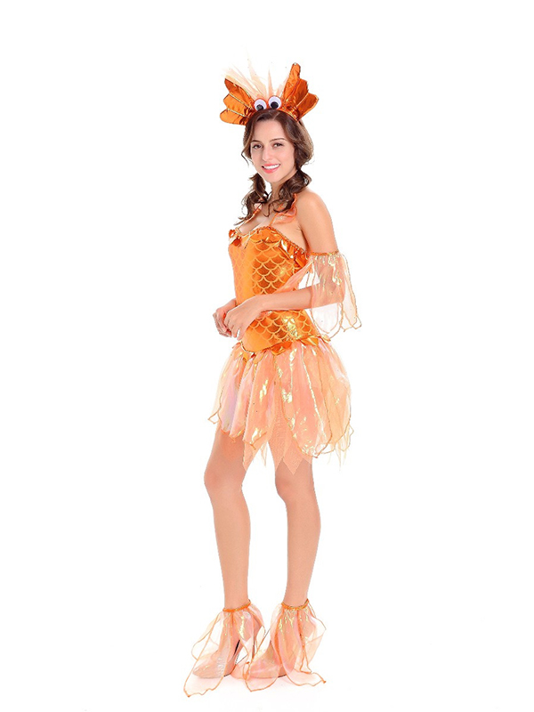 Orange One Size Sexy Gold Mermaid Fairy Tales