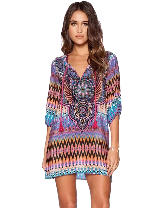 Purple S-5XL Half Sleeve Casual Dress