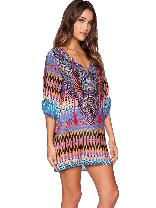 Purple S-5XL Half Sleeve Casual Dress