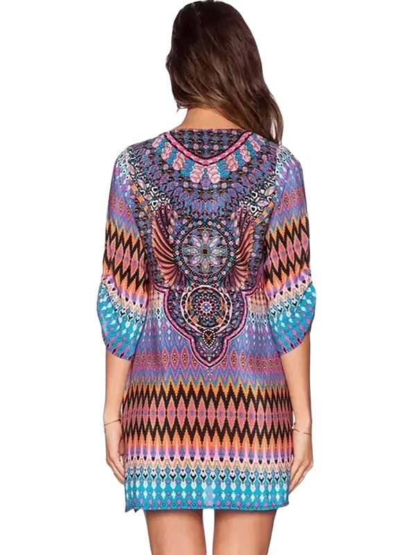 Purple S-5XL Half Sleeve Casual Dress