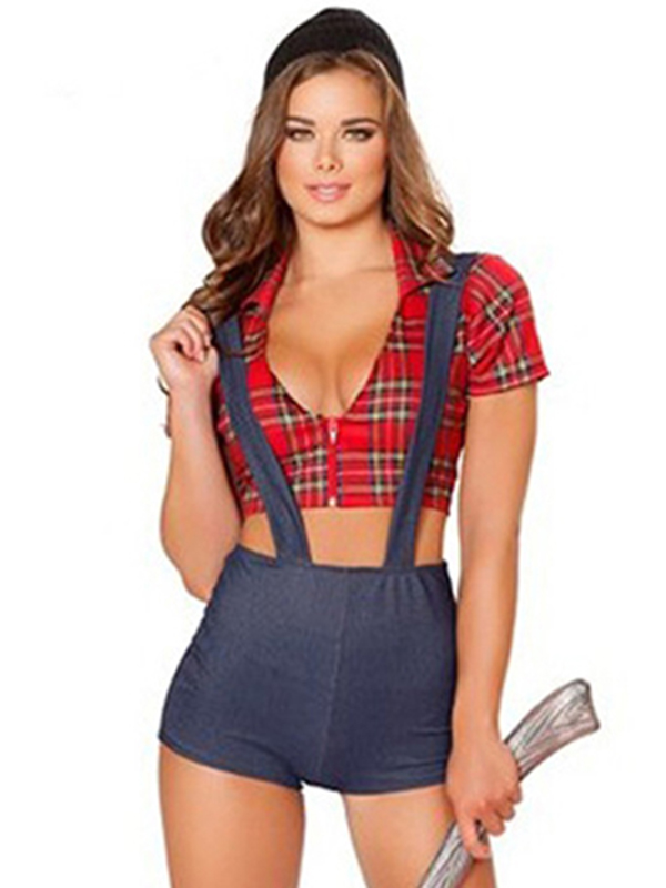 Red One Size Lumberjack Suspenders School Girls