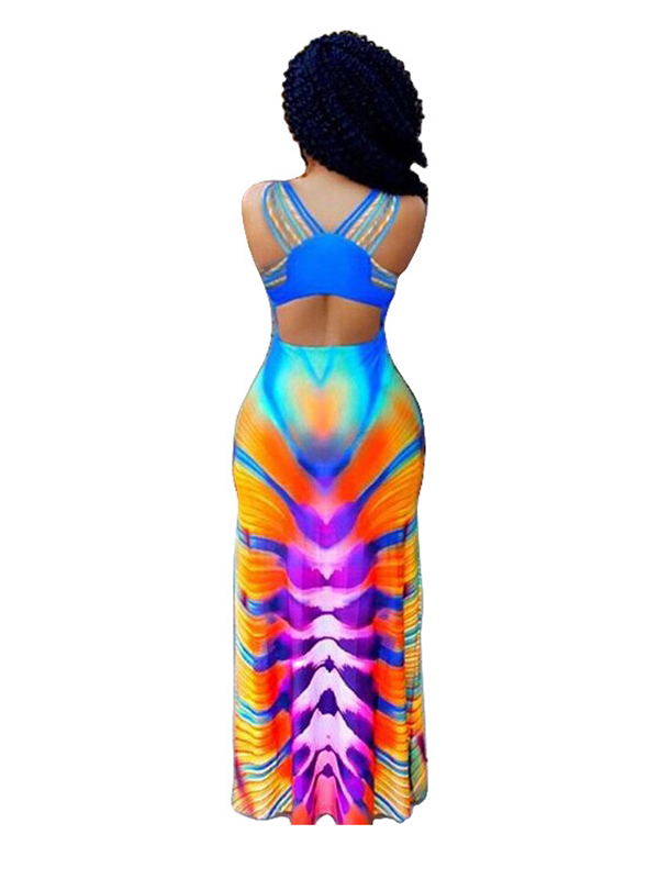 Sexy Colorful Sleeveless Long Dress