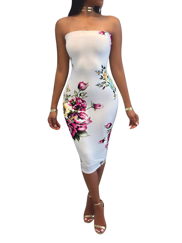 Sexy White Print Bra Tight Bodycon Dress