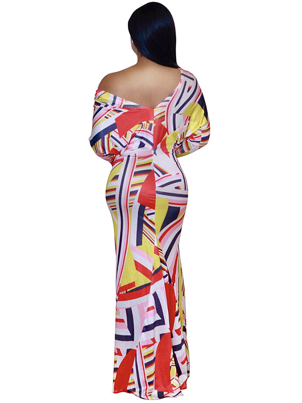 Single Shoulder Design Print Dress