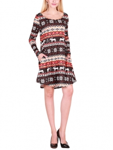  Multicolor S-XL Casual Soft Long Sleeve Casual Dress