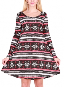  Multicolor S-XL Comfortable Pattern Casual Dress