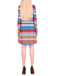  Multicolor S-XL Stripes Two Pockets Casual Dress