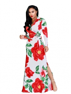 2 Colors L-5XL Colorful Printing Bohemain Dress