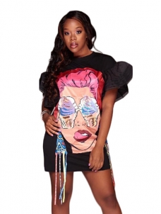 2 Colors M-XXL Fashion Patterns Mini Casual Dress