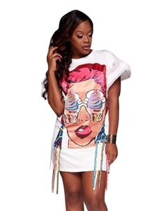 2 Colors M-XXL Fashion Patterns Mini Casual Dress