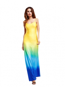 2 Colors S-5XL Gradient Sleeveless Maxi Dress