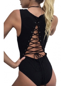 2 Colors S-L High Leg Criss Cross Back Bodysuits