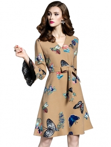 2 Colors S-XL Floral Print Casual Dress