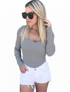 2 Colors S-XL Sexy Striped Blouse