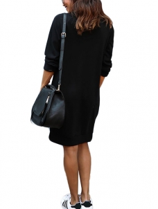 2 Colors S-XXL Side Pockets Shift Casual Dress