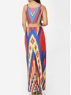 3 Colors S-5XL Sleeveless Colorblock Maxi Dress