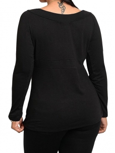 4 Colors M-5XL Long Sleeve Basic Plus Size Tops