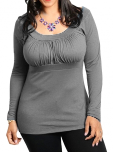 4 Colors M-5XL Long Sleeve Basic Plus Size Tops