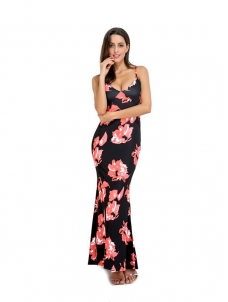 4 Colors S-5XL Floral Print Maxi Dress