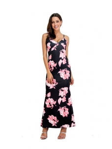 4 Colors S-5XL Floral Print Maxi Dress