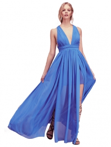 4 Colors S-XL Deep-V Sleeveless Maxi Dress
