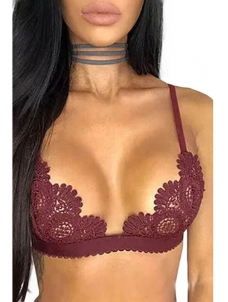 4 Colors S-XL Feminine Cleavage Wireless Crochet Lace Bra