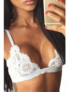 4 Colors S-XL Feminine Cleavage Wireless Crochet Lace Bra