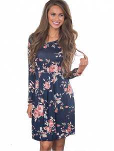 4 Colors S-XL Long Sleeve Casual Dress