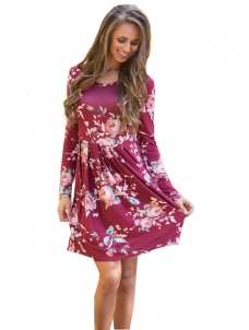 4 Colors S-XL Long Sleeve Casual Dress