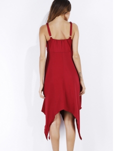 4 Colors S-XL Sexy Sleeveless Irregular Casual Dress