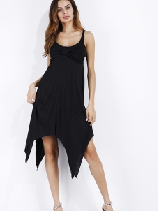 4 Colors S-XL Sexy Sleeveless Irregular Casual Dress