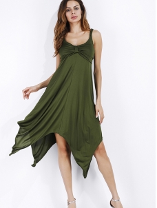 4 Colors S-XL Sexy Sleeveless Irregular Casual Dress