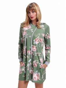 5 Colors S-XXL Long Sleeve Floral Print Casual Dress