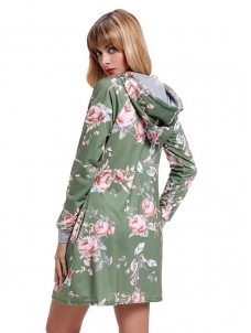 5 Colors S-XXL Long Sleeve Floral Print Casual Dress