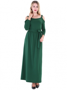 6 Colors S-XL Wide Straps Plain with Waist Belt Maxi Dress