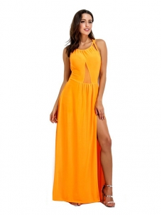 8 Colors S-2XL Sexy Backless Chiffon Maxi Dress