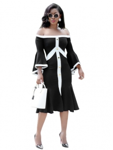 Black M-XXL Off Shoulder Maxi Dress